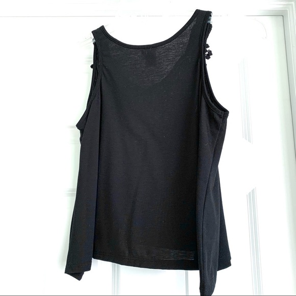 BONGO Black Crop Crochet Boxy Tank Top Loose Flowy Fit size Small - Picture 6 of 6